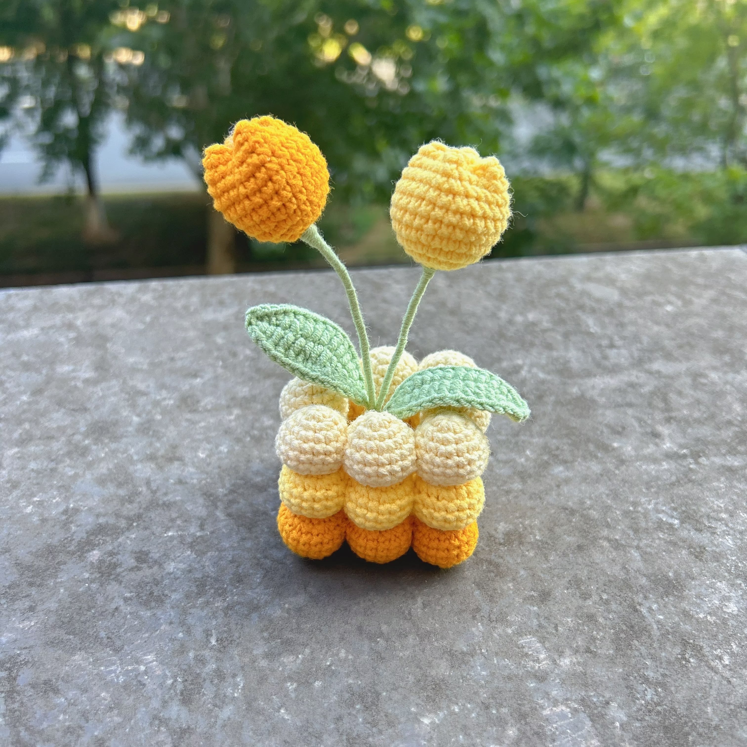 Crochet tulip pots,Car Dashboard Decor, Office decor – Lilyrosy LLC