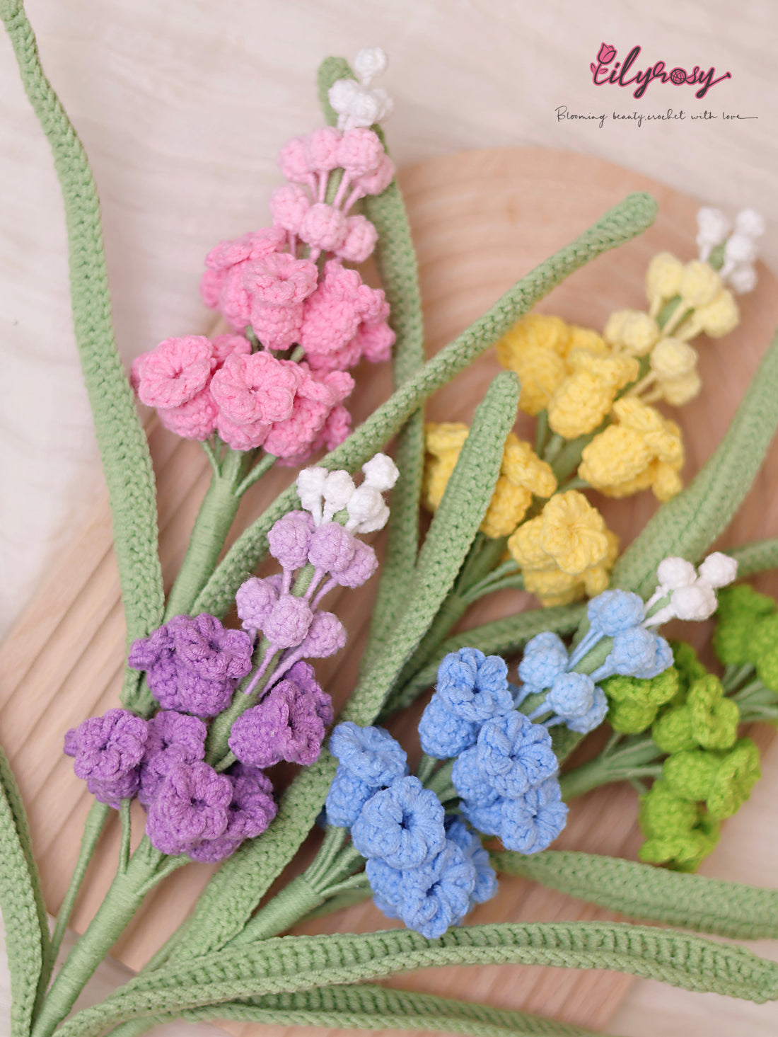 Lilyrosy Crochet Hyacinth Flowers Patterns with Step-by-Step Video Tutorial