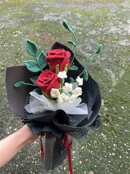 畅销钩针玫瑰花束，送给女朋友/朋友/妈妈的礼物，情人节礼物