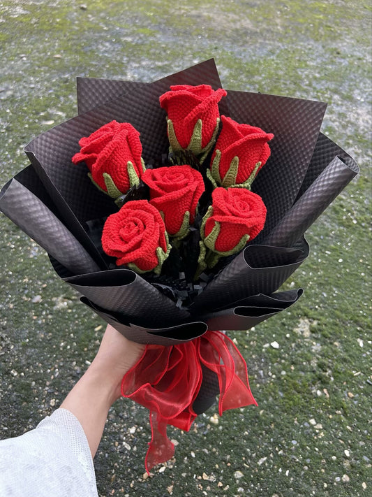 畅销钩针玫瑰花束，送给女朋友/朋友/妈妈的礼物，情人节礼物