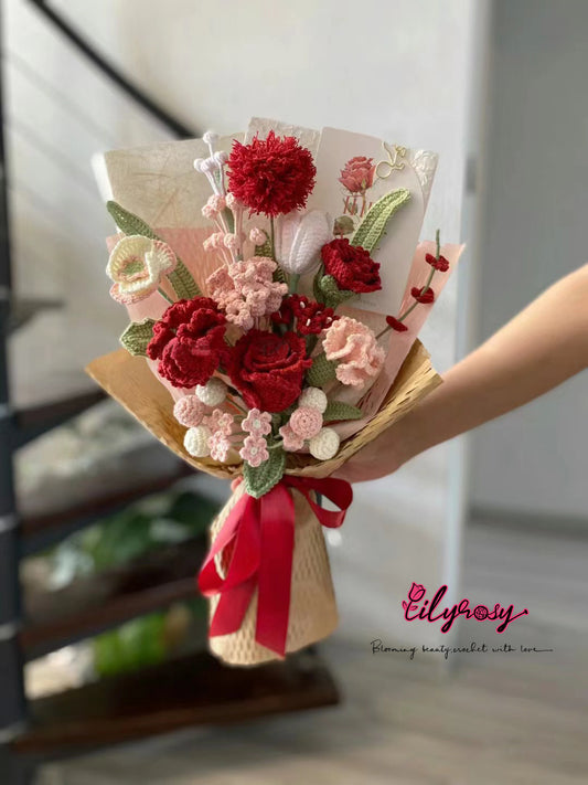 Lilyrosy Crochet Flower Bouquet ，Gifts for Her