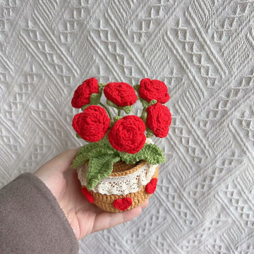 Crochet rose pots, Car Dashboard Decor, Office decor