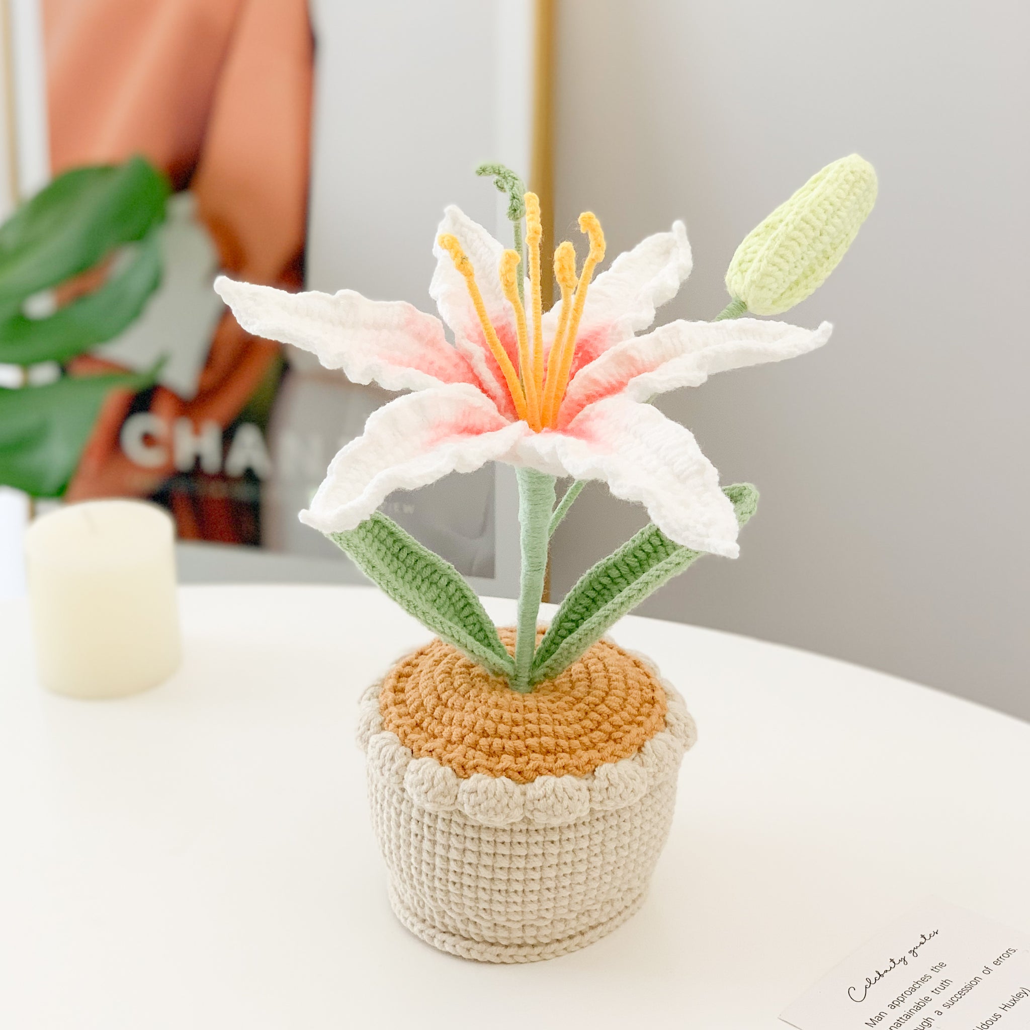 Crochet Lily flowers pots, gifts for girls, boys, women. home decor