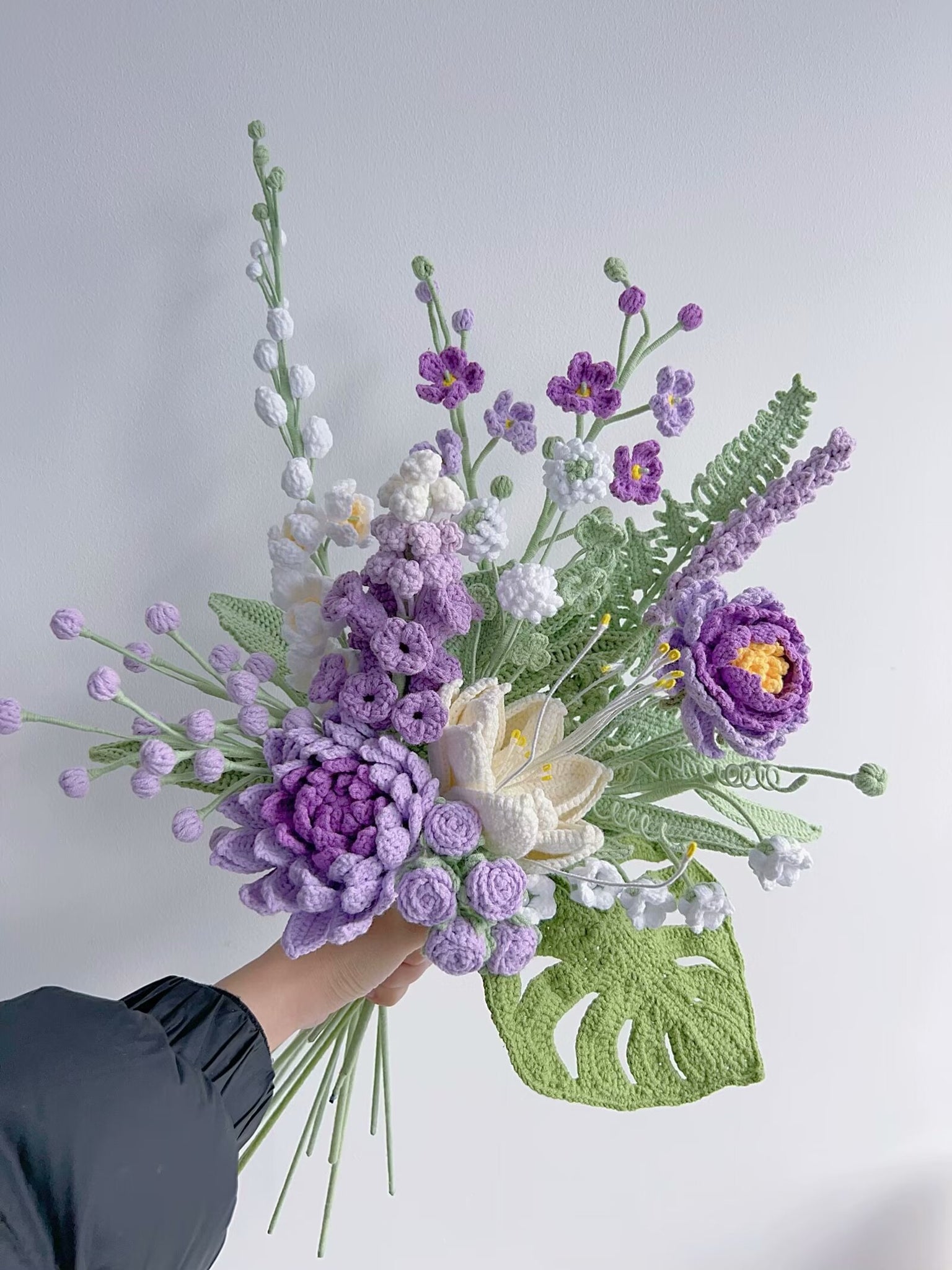 lavender birth flower month LilyRosy November Birth month Crochet flowers. peony and Chrysanthemums – Lilyrosy LLC