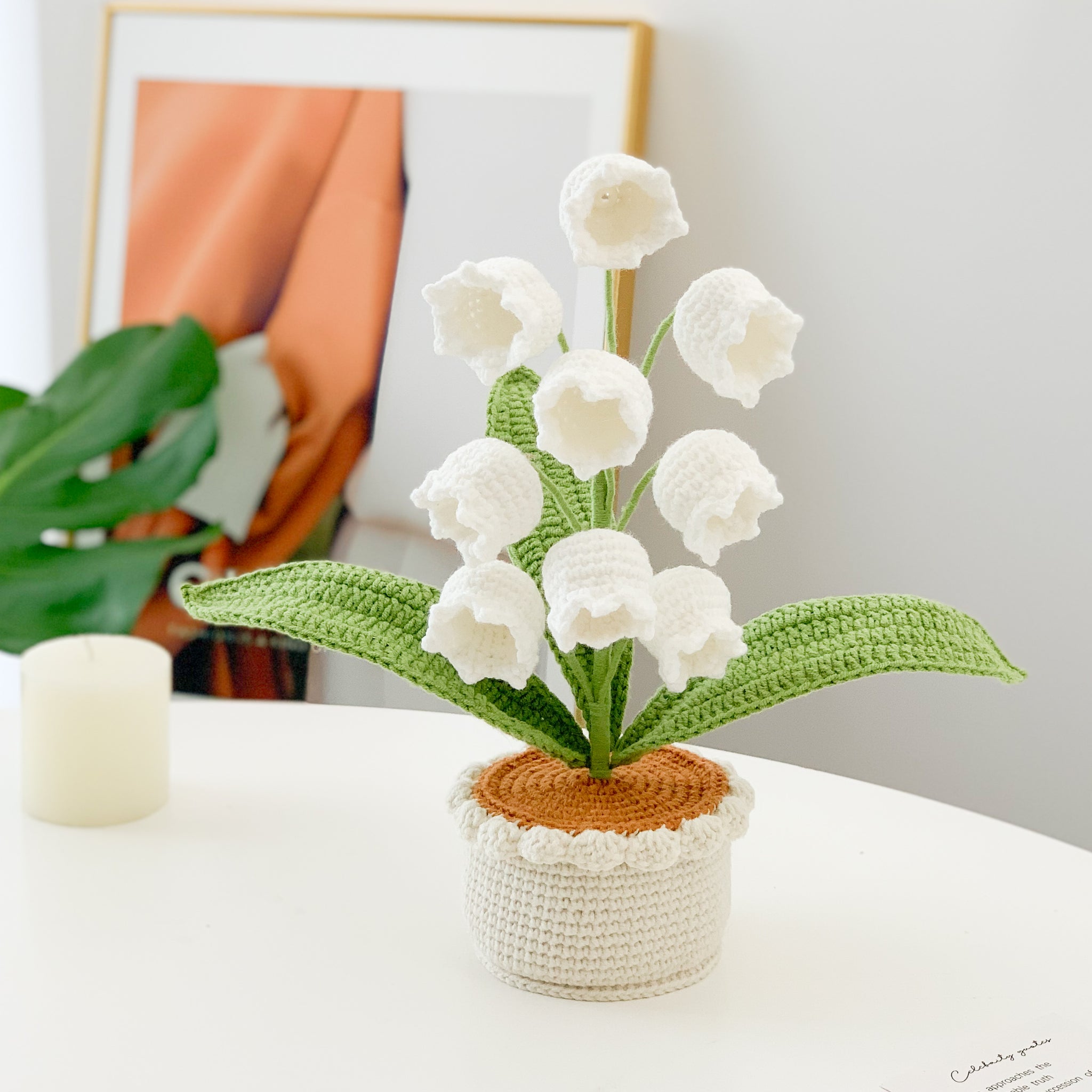 Crochet Lily of the valley pots,Car Dashboard Decor, Office decor