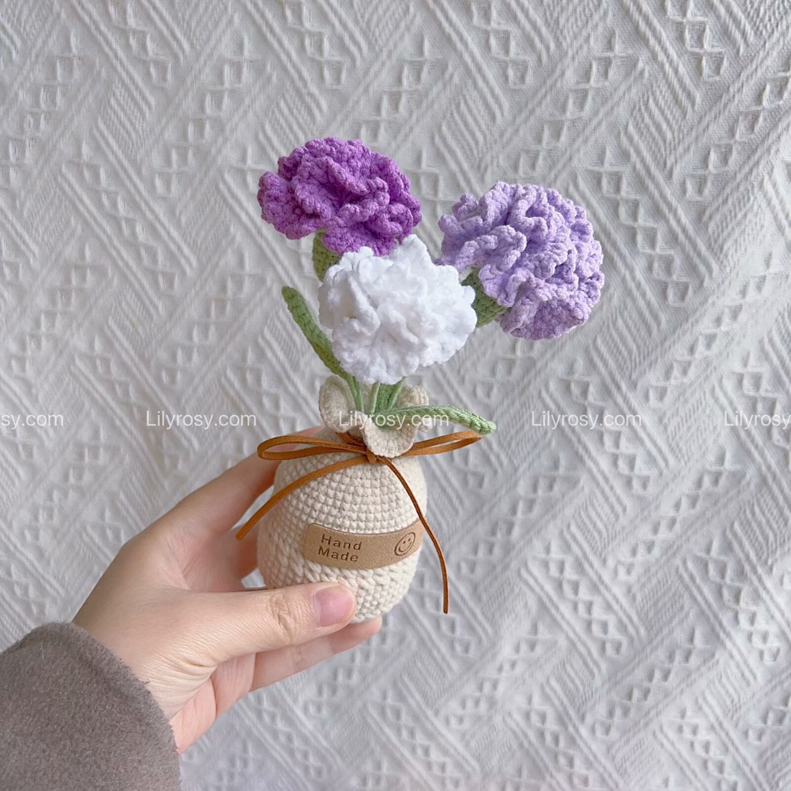 Crochet carnation pots, Car Dashboard Decor, Office decor