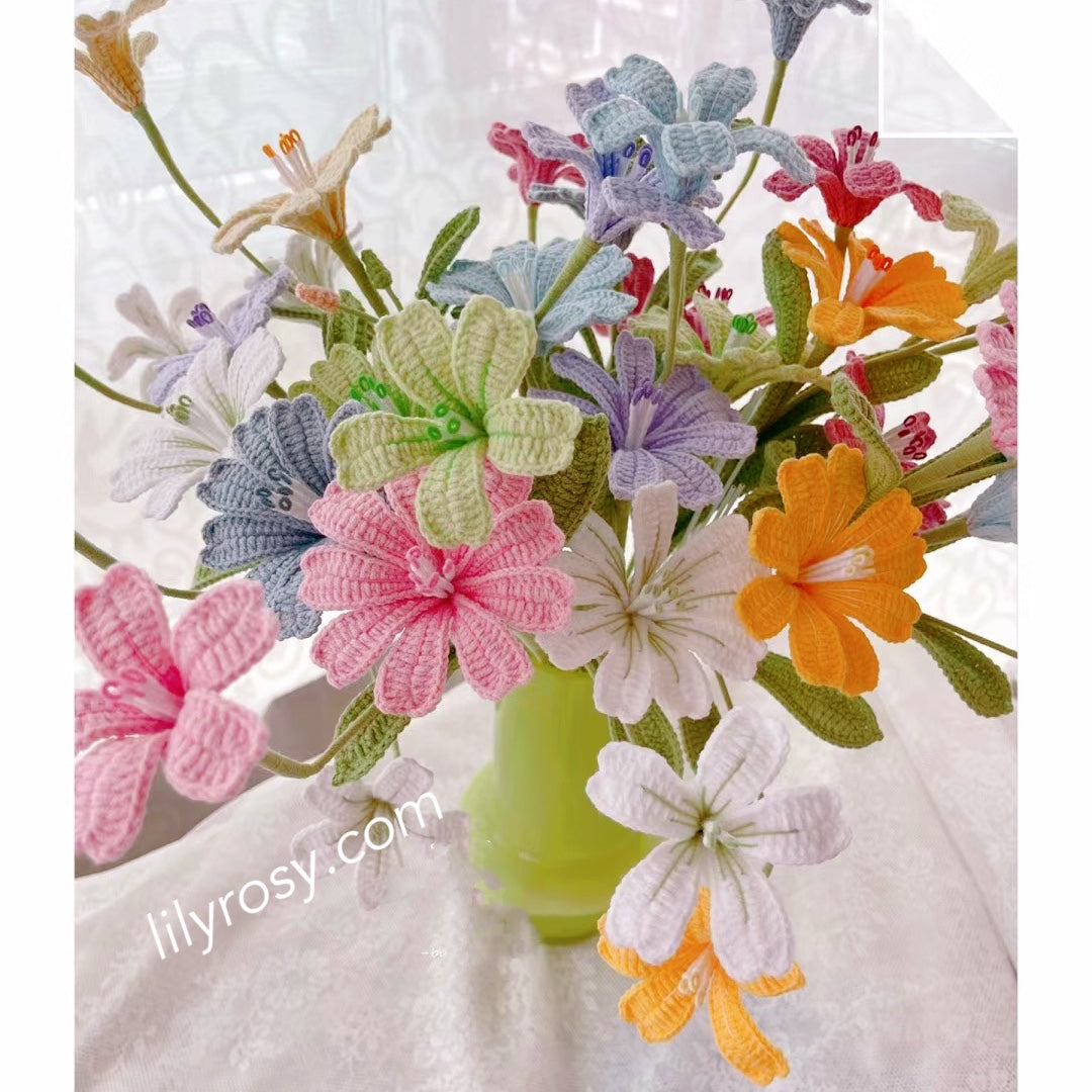 Lilyrosy crochet flowers bouquet patterns package with step-by