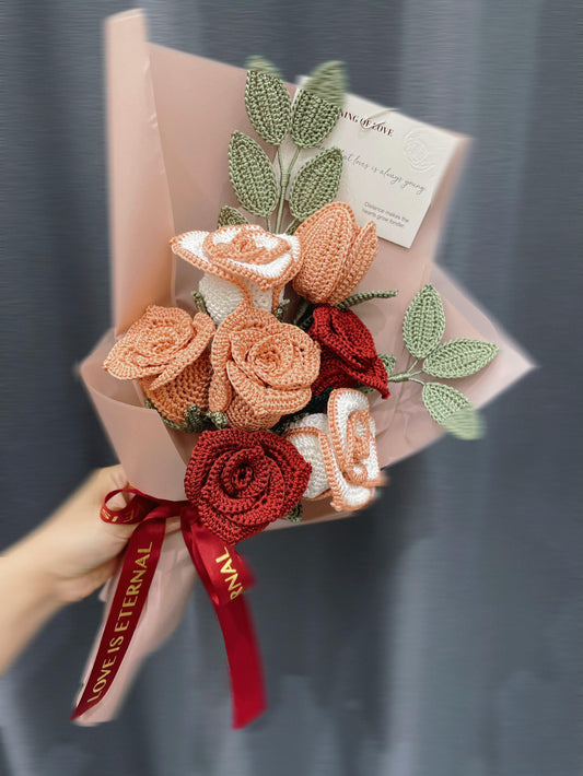 BEST SELLER  Crochet rose bouquet ,gift for girlfriend/friend/mom,valentines day gifts