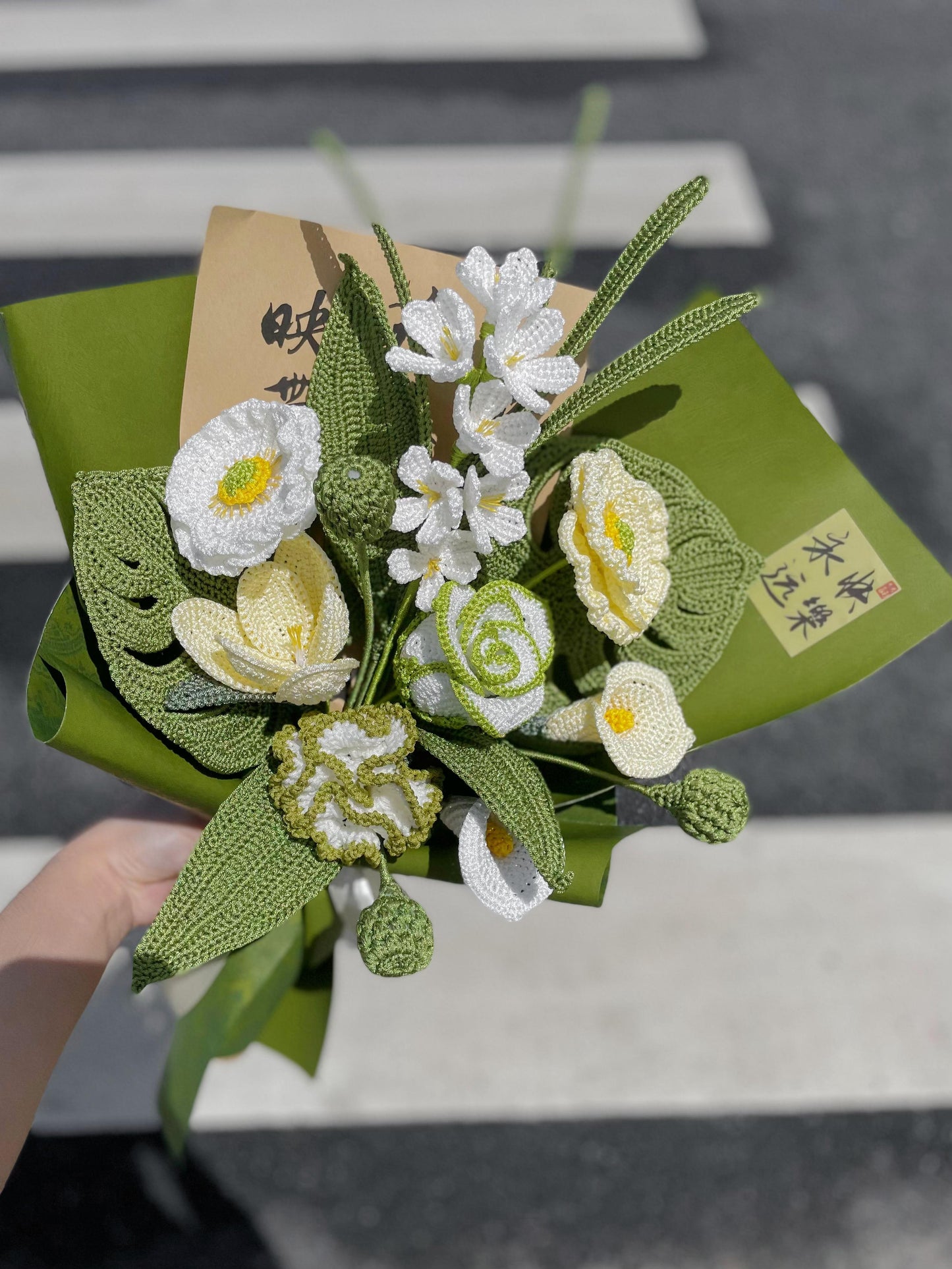 令人惊叹|钩编绿色花束，送给女朋友/朋友/妈妈的礼物，情人节礼物