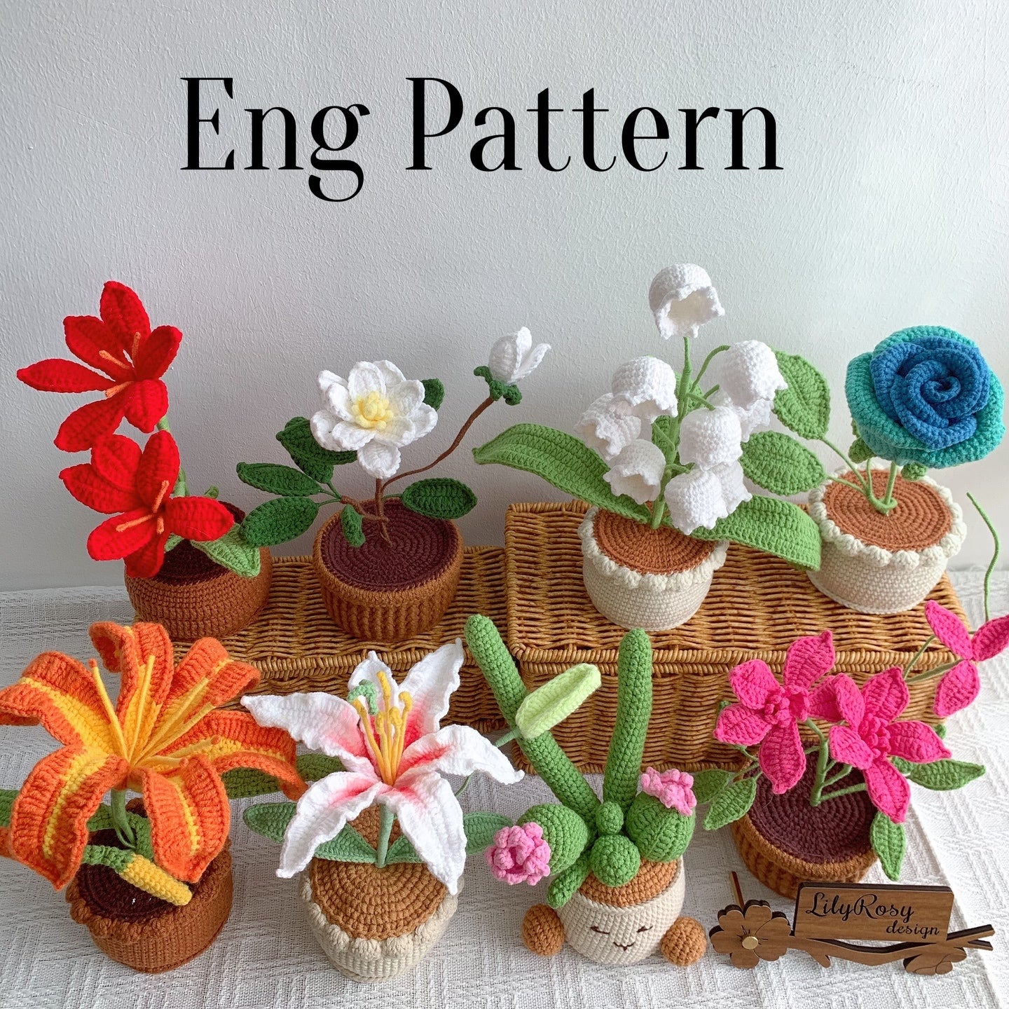 7 in 1 Crochet Flowers Pots pattern, US terms