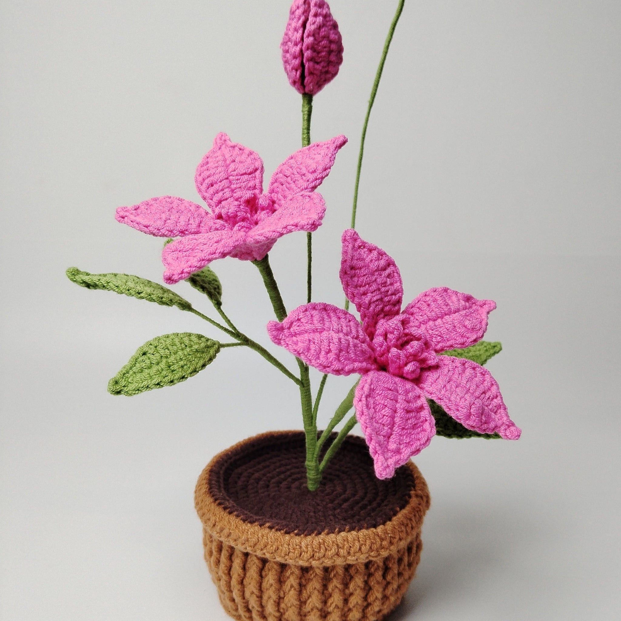 Lilyrosy Crochet cream clematis pot pattern, with video tutorial (US term)