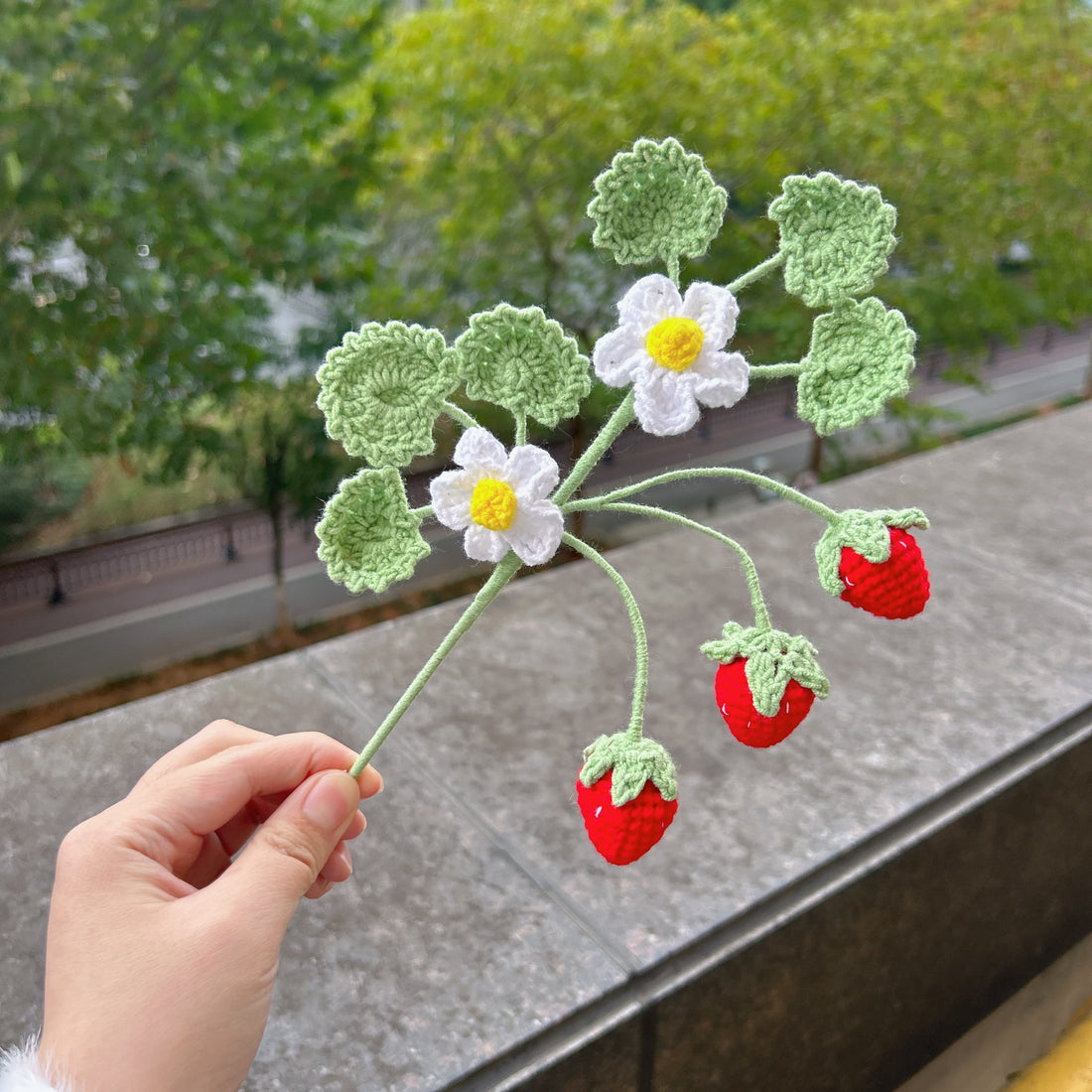 Lilyrosy Crochet Strawberry Flower Branch