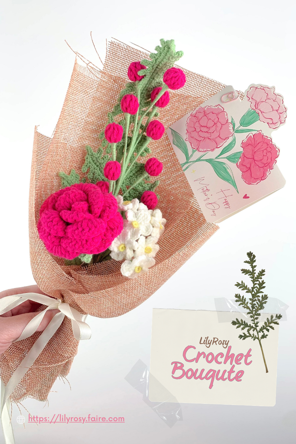 Handmade Crochet rose flower Bouquet,Valentine's Day gift, gifts for any occasion