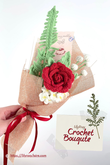 Handmade Crochet rose flower Bouquet,Valentine's Day gift, gifts for any occasion