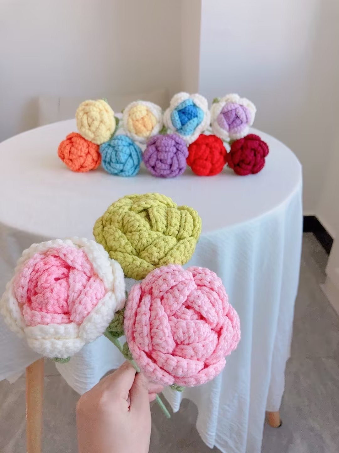 Rose flower crochet pattern, English pdf pattern, flower bouquet DIY, crochet pattern for beginner,lilyrosy