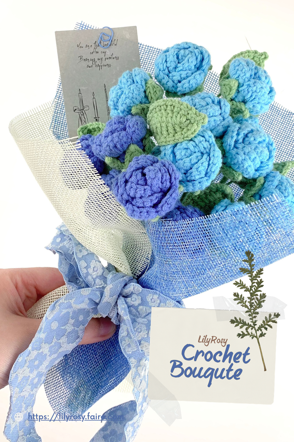 Handmade Crochet rose flower Bouquet,Valentine's Day gift, gifts for any occasion
