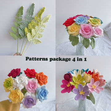 Lilyrosy crochet flower patterns package with video tutorial (US term）