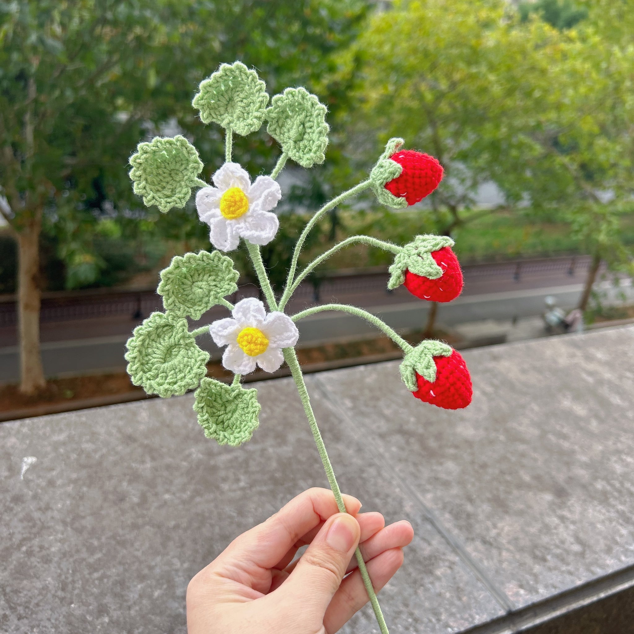 Lilyrosy Crochet Strawberry Flower Branch