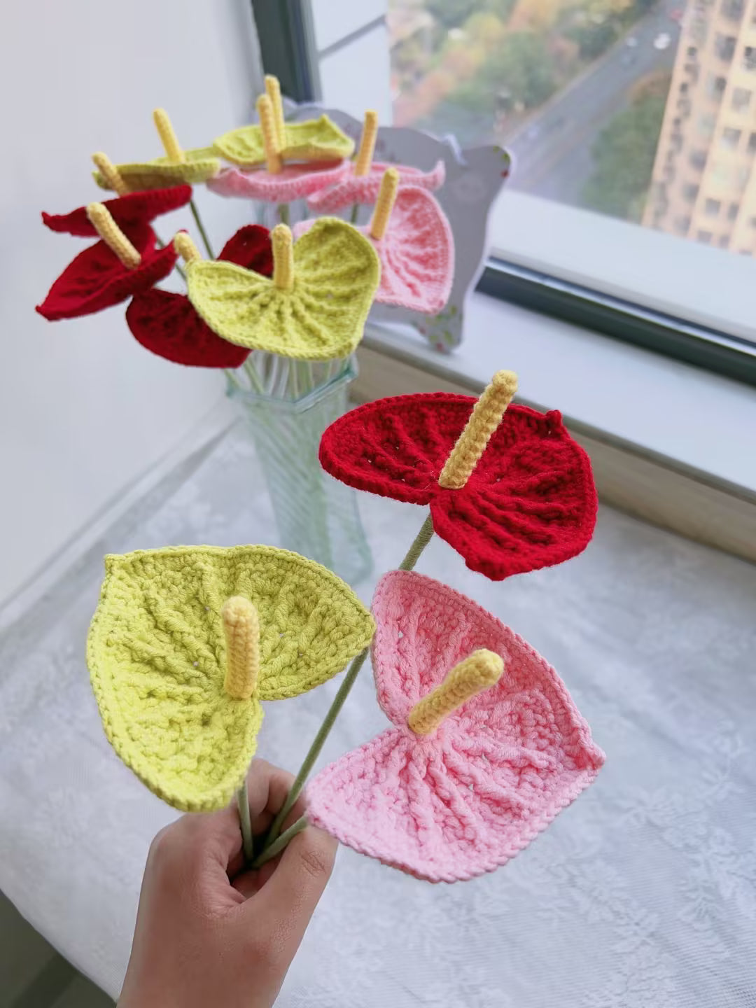 Lilyrosy Crochet anthurium pattern, with video tutorial (US term)