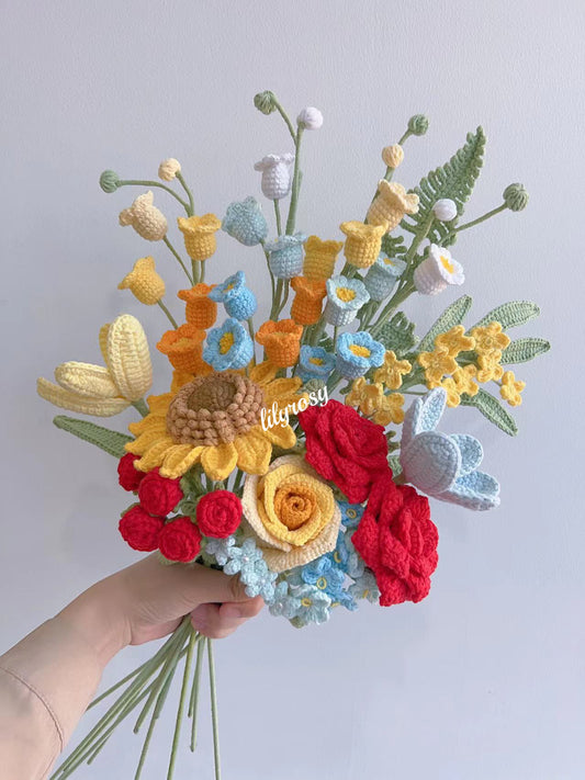 Custom Crochet Flower Bouquet Valentine's Gift for Her