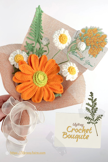 Handmade Crochet sunflower flower Bouquet,Valentine's Day gift, gifts for any occasion