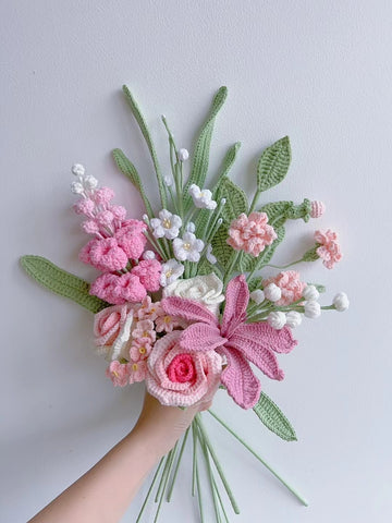 Ramo de flores de ganchillo, decoración del hogar, flor de punto para el día de la madre, graduación, cumpleaños, aniversario de boda, decoración del hogar, regalo de San Valentín para ella