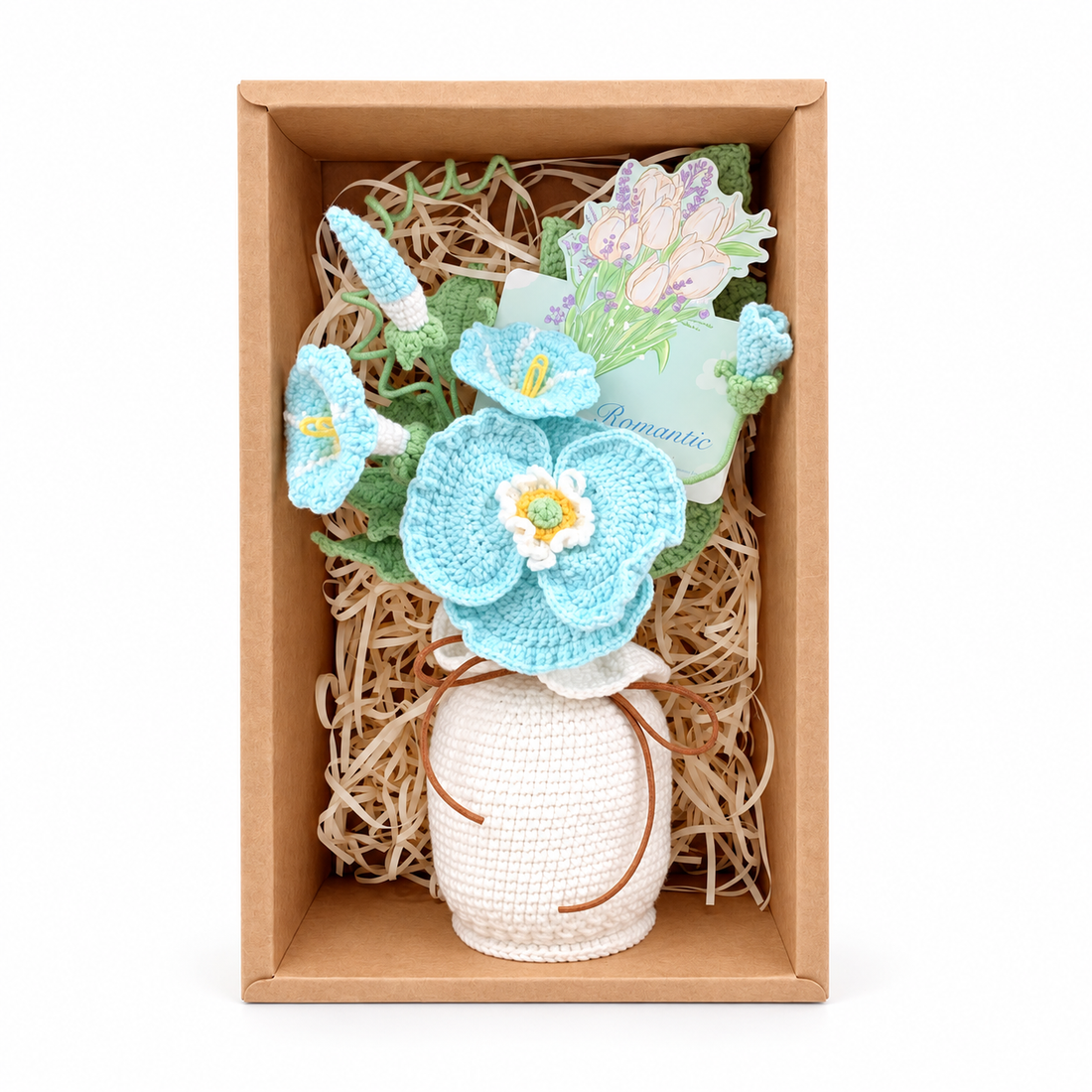Handmade Crochet Poppy Flower Bouquet Pot, gift for her