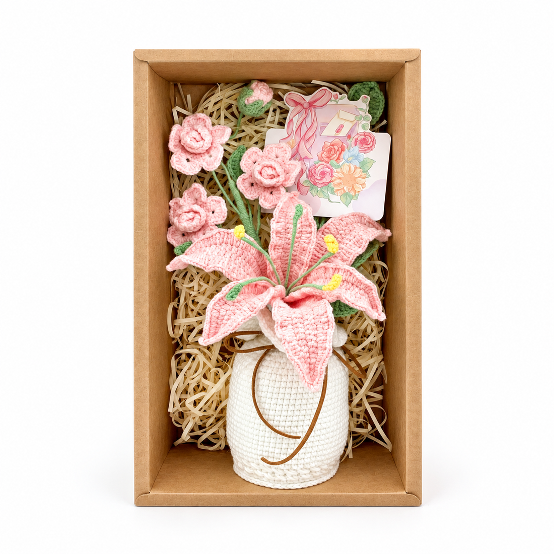 Handmade Crochet Big Lily Flower Bouquet Pot, gift for her