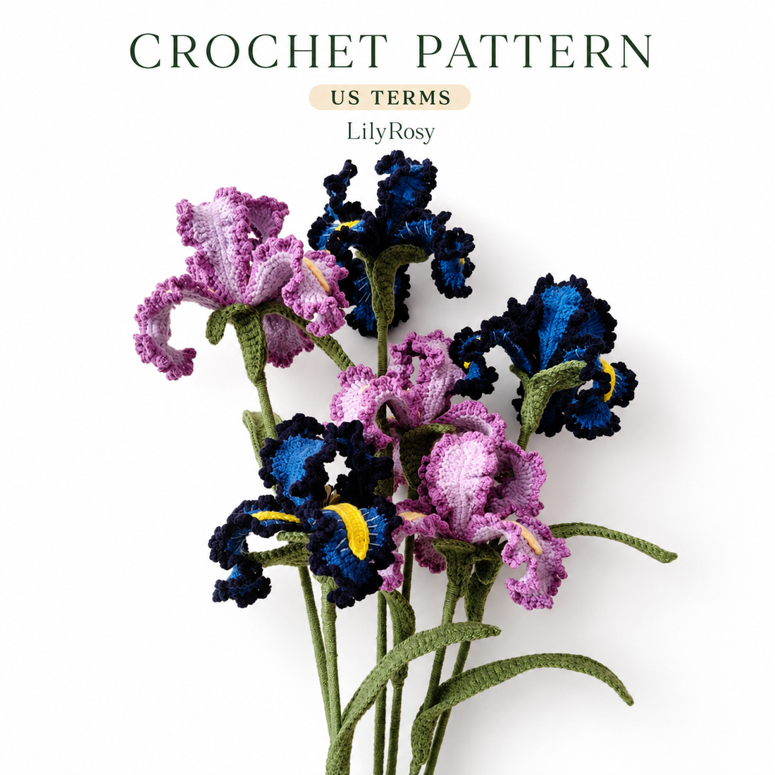 Crochet Iris flower  patterns with step by step video tutorial
