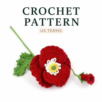Lilyrosy Crochet corn poppy flower pattern with step-by-step video tutorial