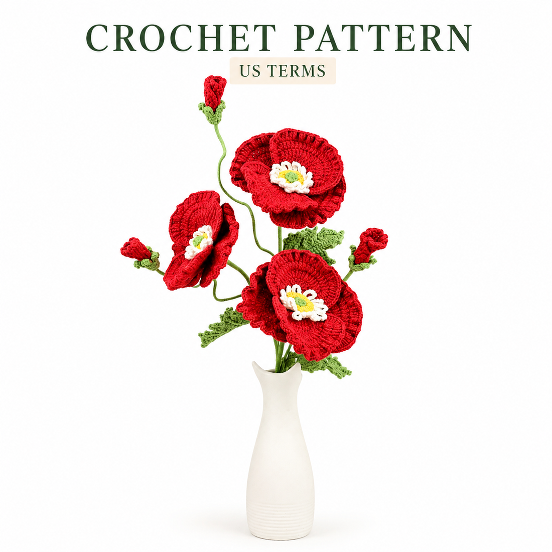 Lilyrosy Crochet corn poppy flower pattern with step-by-step video tutorial