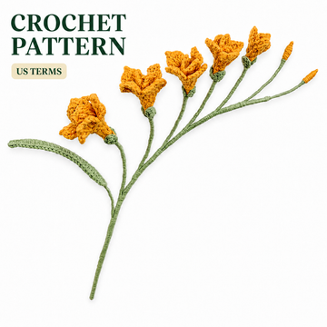 Patrón de crochet de flor de fresia, patrón en pdf en inglés, video tutorial de crochet, patrón de crochet para principiantes, lilyrosy