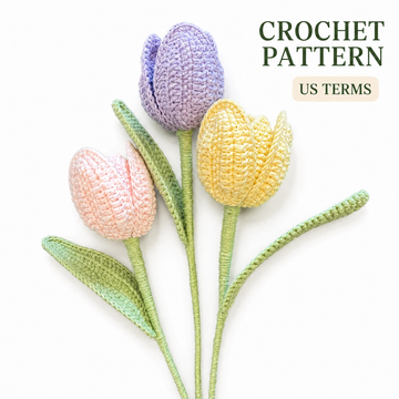 Tuilp crochet pattern and video tutorial, Us terms, crochet pattern for beginner,lilyrosy