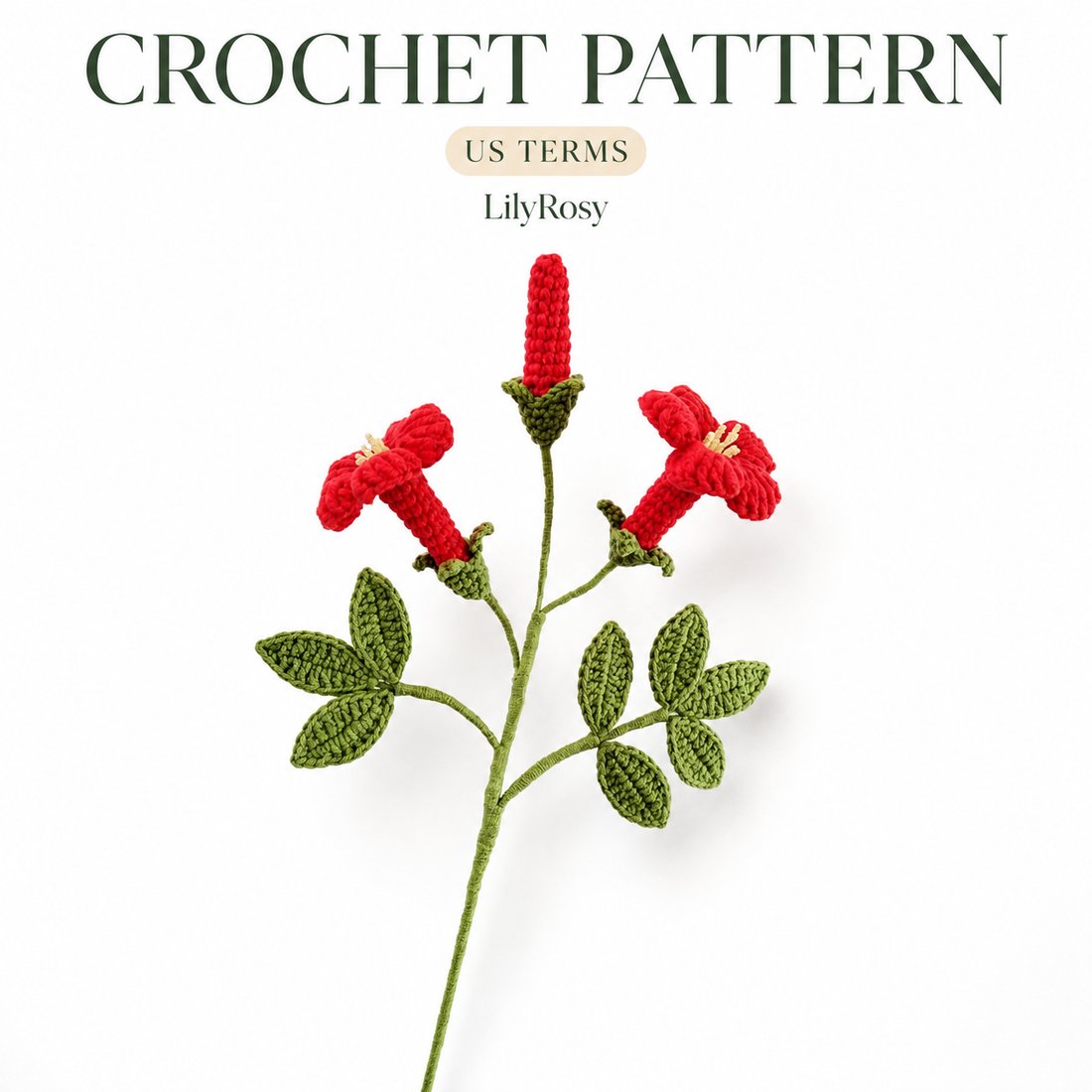 Crochet Trumpet Vine Flower  Patterns with Step by Step Video Tutorial