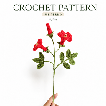 Crochet Trumpet Vine Flower  Patterns with Step by Step Video Tutorial