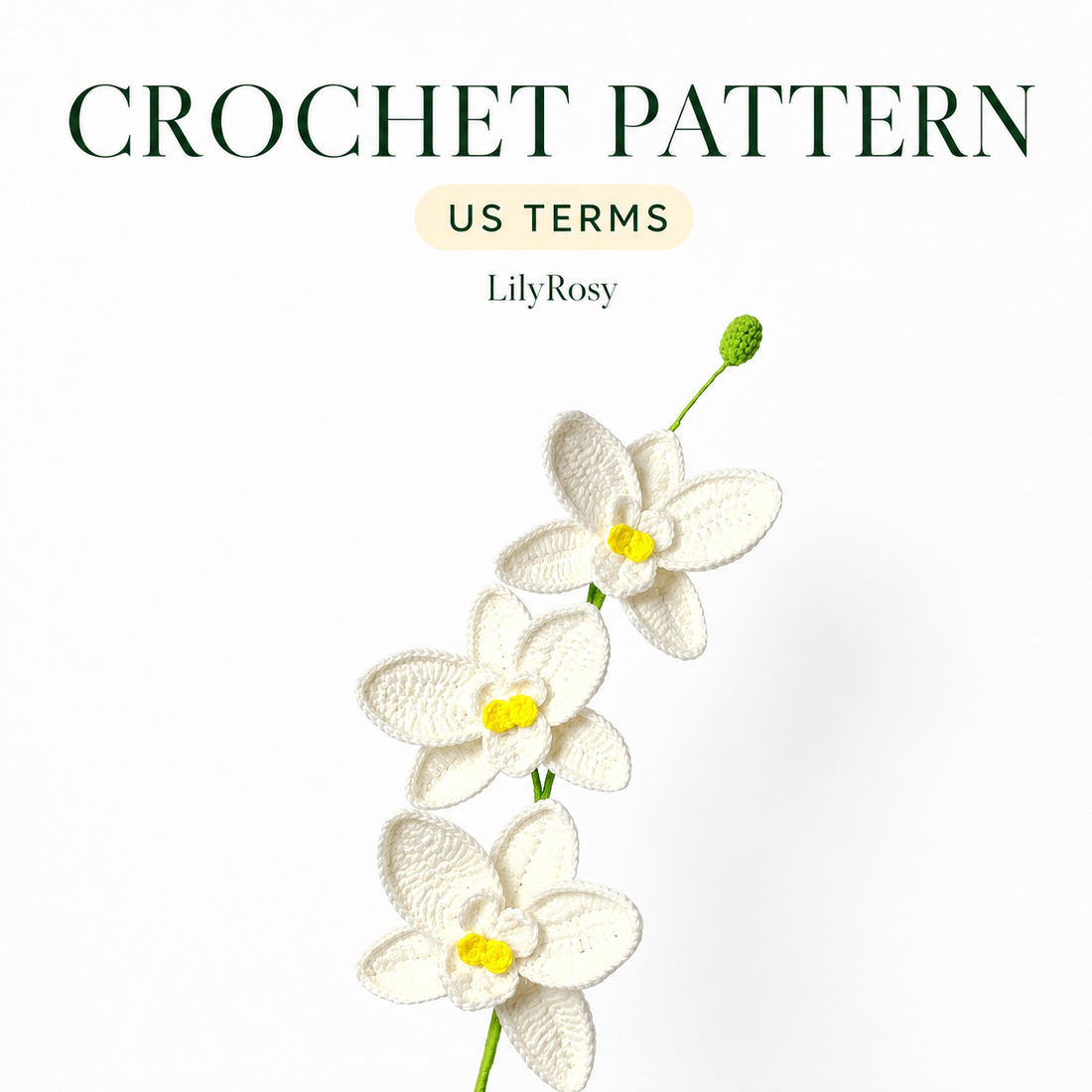 Crochet Moth Orchid  Pattern, English pdf pattern, flower bouquet DIY