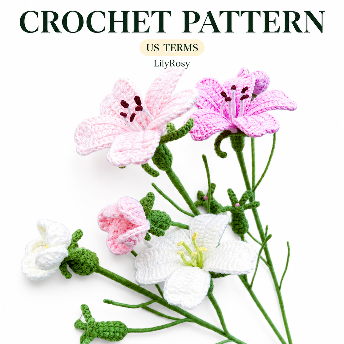 Lilyrosy Crochet Corncockle  Flowers Patterns with Step by Step Video Tutorial
