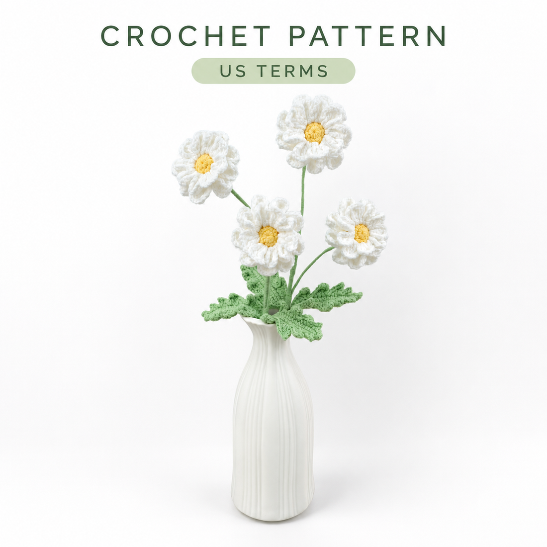 PDF pattern with video tutorial  crochet Daisy flower