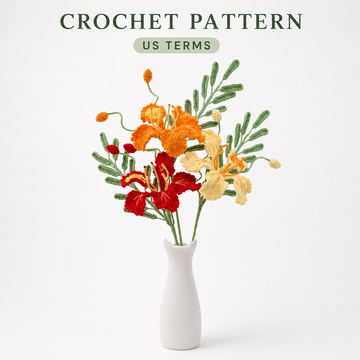 Patrón de crochet flor rosa copa de vino, patrón pdf en inglés, ramo de flores DIY, patrón de crochet para principiantes,lilyrosy