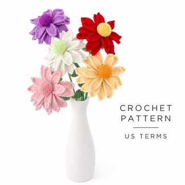 Crochet Lavender Daisy pattern, US terms crochet pattern for beginner