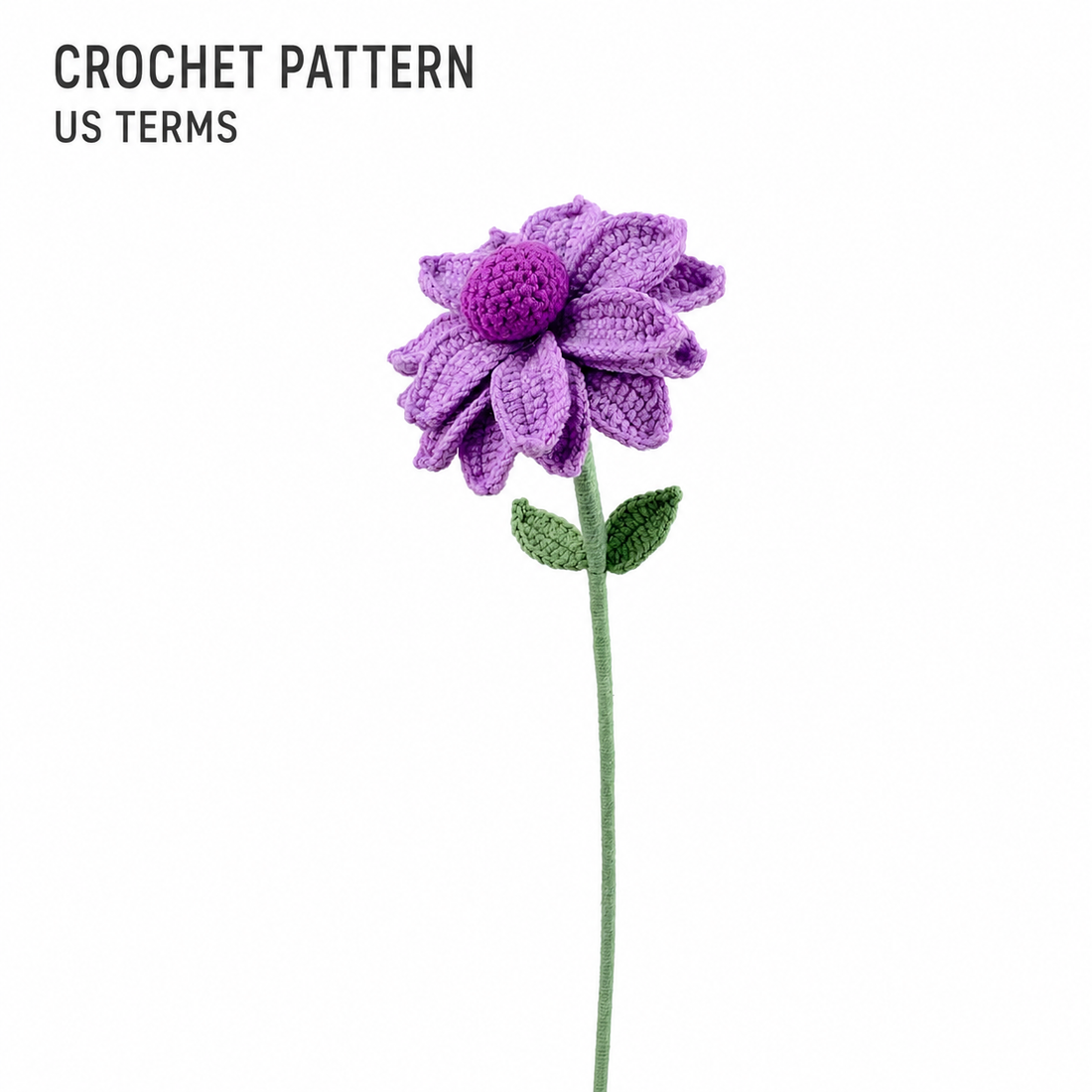 Crochet Lavender Daisy pattern, US terms crochet pattern for beginner