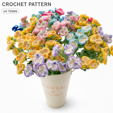 Lilyrosy crochet pansy flower pattern, US terms