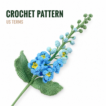 Lilyrosy Crochet Larkspur flower pattern with step-by-step video tutoria