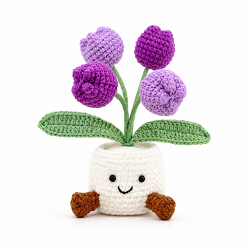 Handmade Crochet small tulip Pots, hoilday gifts,home decor