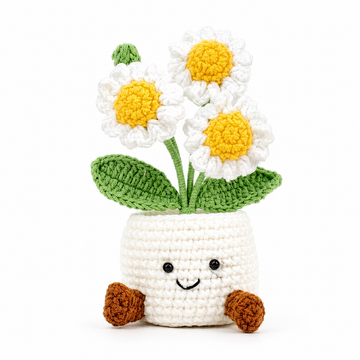 Handmade Crochet small daisy Pots, hoilday gifts,home deco