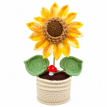 Handmade Crochet sunflowers plant Pots, hoilday gifts,home decor