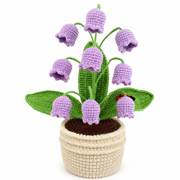 Handmade Crochet Lily of the valley flowers plant Pots, hoilday gifts,home decor