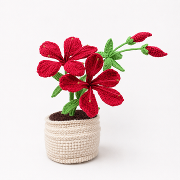 Handmade Crochet azalea Flower plant Pots, hoilday gifts,home decor