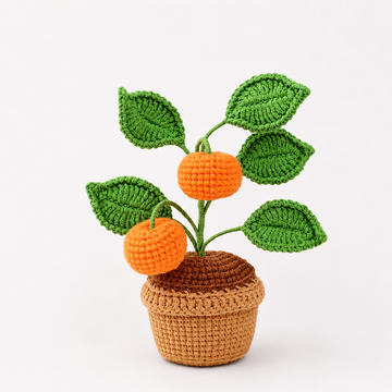 Handmade Crochet tangerine plant Pots, hoilday gifts,home decor