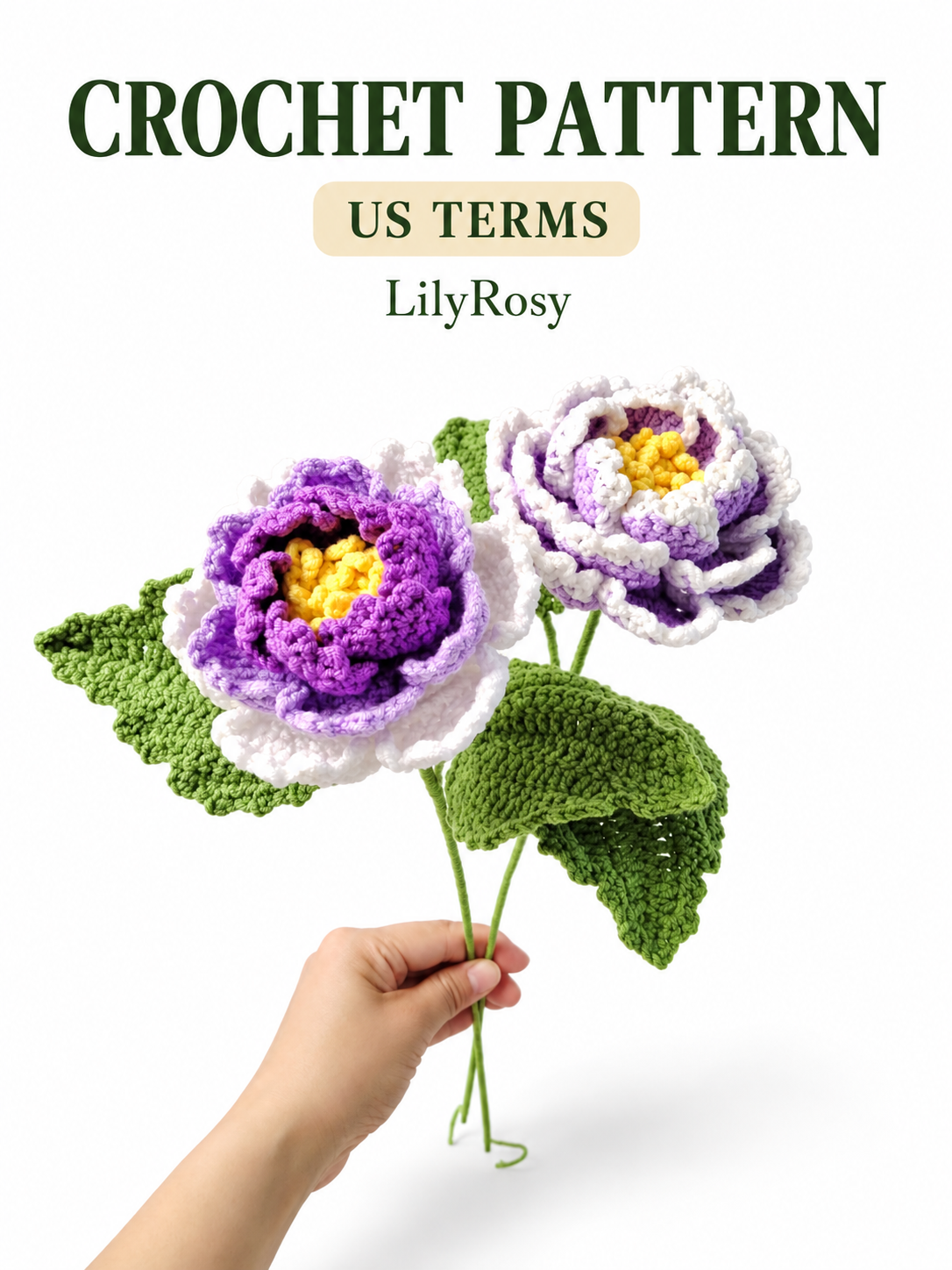 Crochet peony pattern, English pdf pattern with video tutorial, crochet pattern for beginner,lilyrosy
